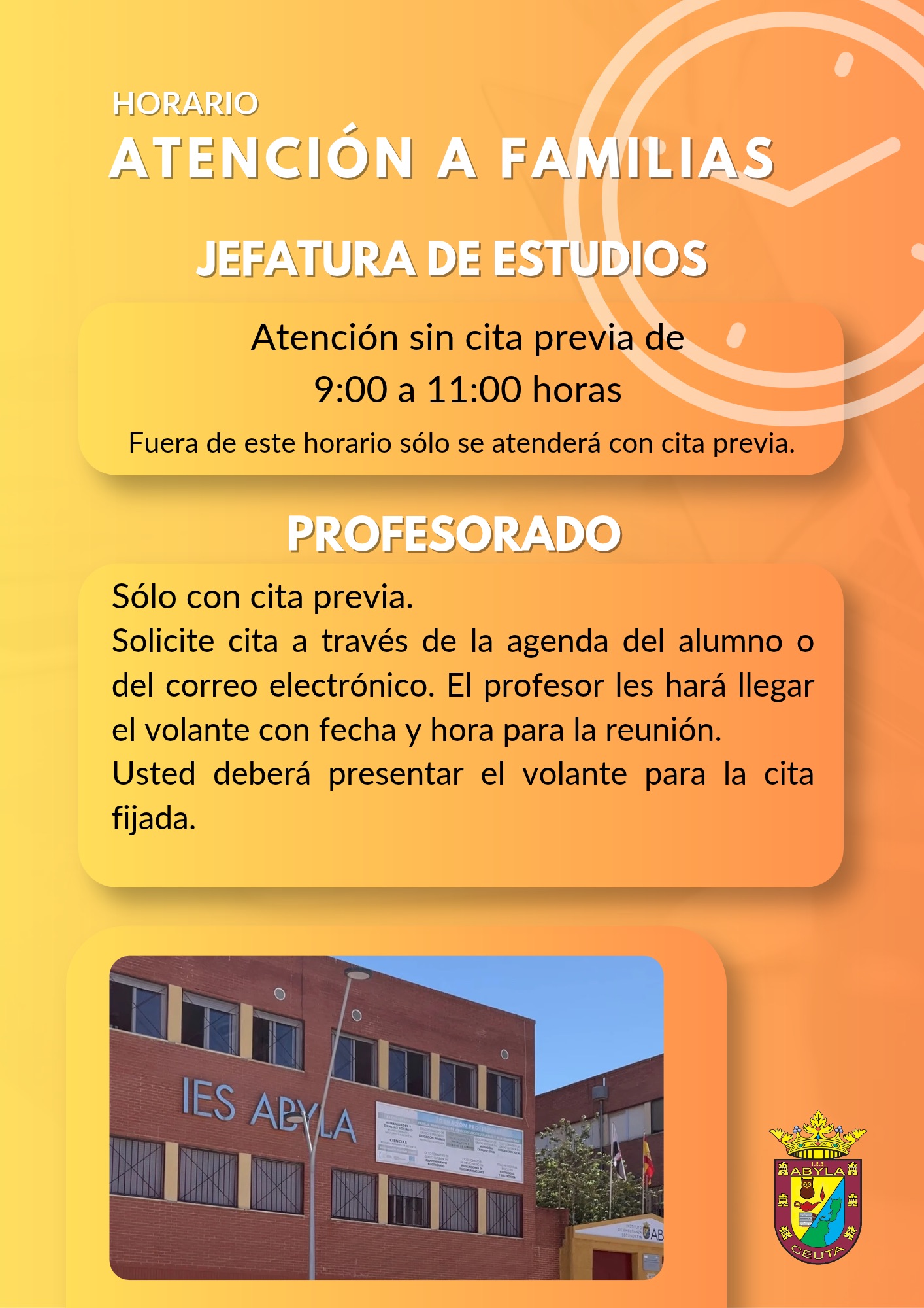 Horario atencion familias